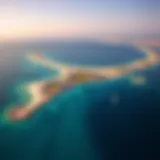 Aerial view of Al Maria Island showcasing its stunning coastline