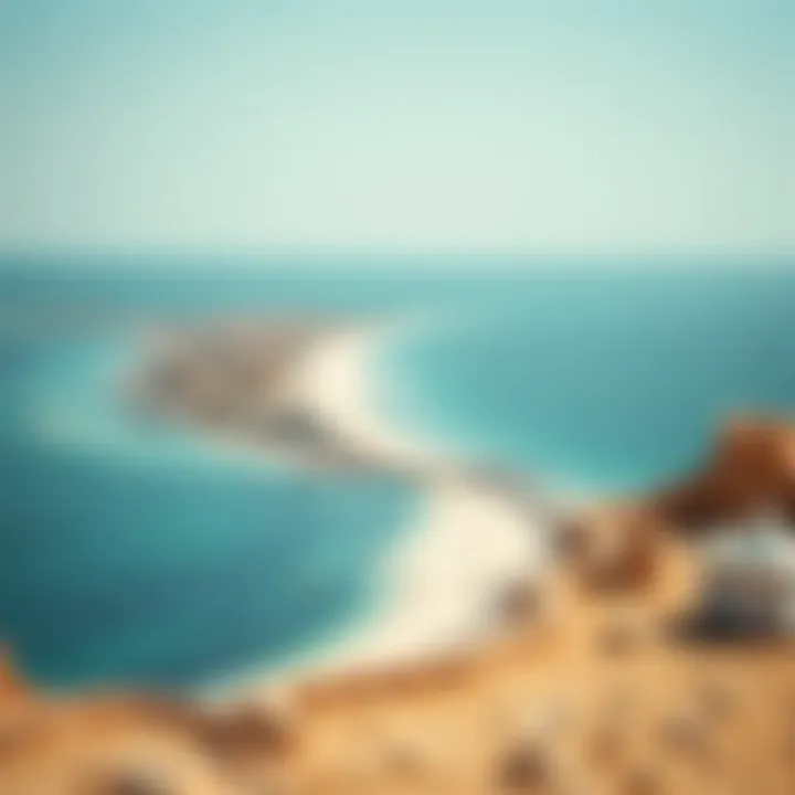 A panoramic view of Al Qurm Beach showcasing its pristine shoreline and azure waters.