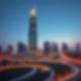 Stunning view of Al Saqr Business Tower showcasing its architectural elegance against the Dubai skyline