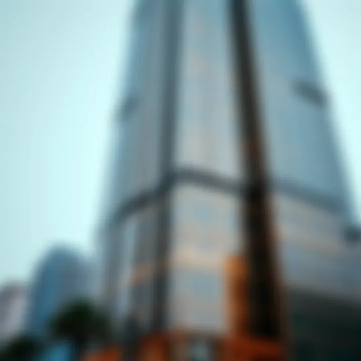 Close-up of Al Shafar Tower's facade reflecting modern design elements