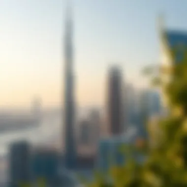 Ali Moosa Tower 1 in the Dubai Skyline Panoramic view of Dubai skyline featuring Ali Moosa Tower 1 as a focal point