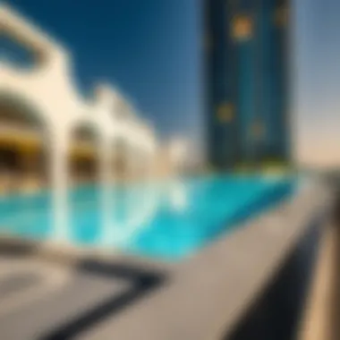 Close-up of the architectural details of the Aura Sky Pool