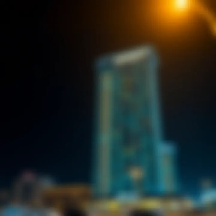 Binary by Omniyat at Night Night view of the Binary building illuminated