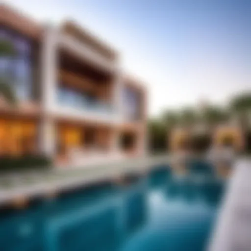 Stunning exterior view of Bulgari Villas in Dubai showcasing luxury architecture