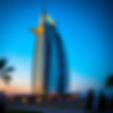Stunning exterior view of Burj Al Arab at sunset