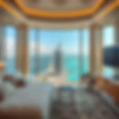 Panoramic view from a suite in Burj Al Arab overlooking the coastline