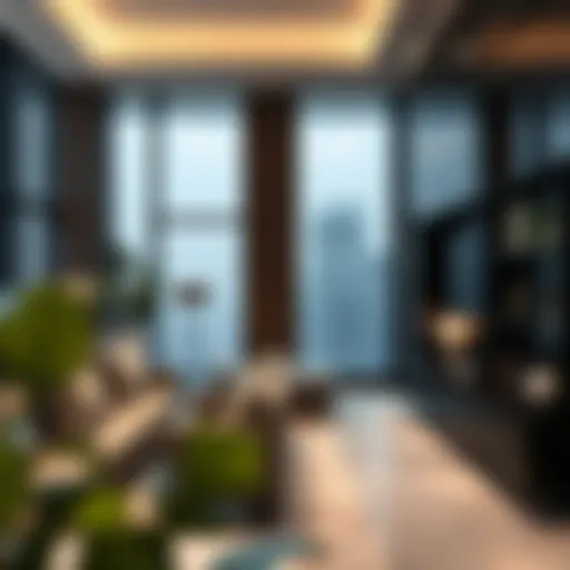 Modern Corporate Suite Interior Interior design of a corporate suite in Burj Khalifa showcasing modern aesthetics.