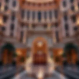 The grand entrance of Caesars Palace Dubai, showcasing its majestic architecture