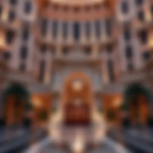 The grand entrance of Caesars Palace Dubai, showcasing its majestic architecture
