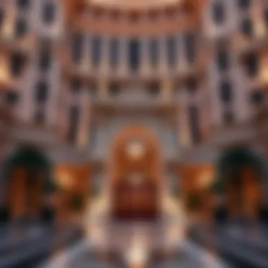 Majestic Architecture of Caesars Palace Dubai The grand entrance of Caesars Palace Dubai, showcasing its majestic architecture