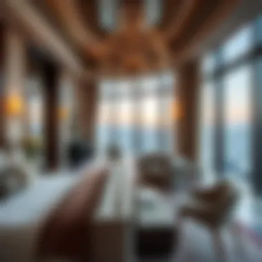 Luxurious Accommodations at Caesars Palace Dubai A luxurious suite in Caesars Palace Dubai, featuring opulent decor and stunning views