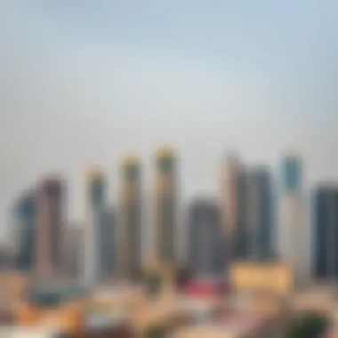 Dubai Skyline with Hotels View of a skyline with prominent hotels in Dubai