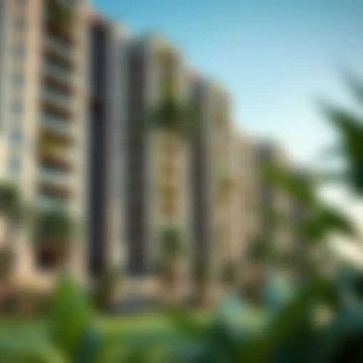 Modern Residential Building in Arjan Render of a modern residential building in Arjan with lush green spaces