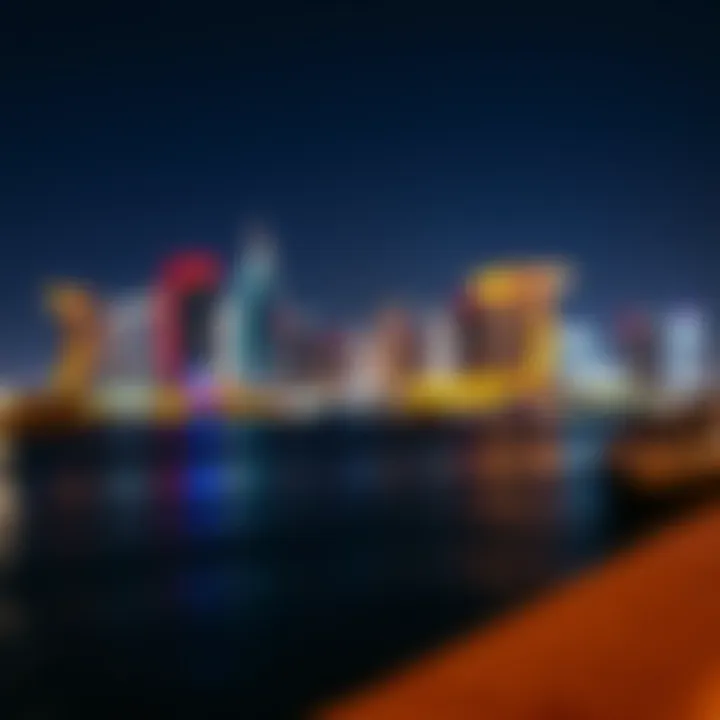 Cove at night showcasing its illuminated skyline