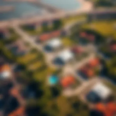 Aerial view of the Creek Harbour community highlighting its vibrant layout