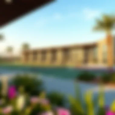 Recreational amenities in Damac Hills II, featuring green spaces and sports facilities