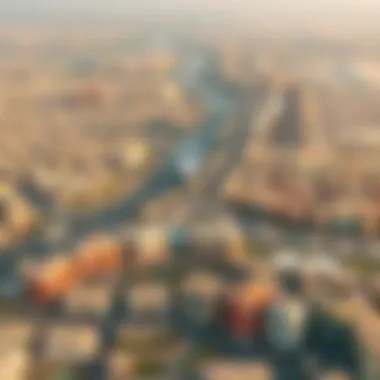 An aerial view of Dubai highlighting the location of الصفدي ذا بوينت