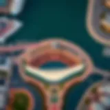 Aerial view of the Dubai Fountain Boardwalk showcasing its intricate design