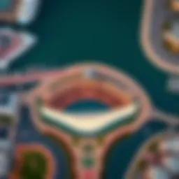 Aerial view of the Dubai Fountain Boardwalk showcasing its intricate design