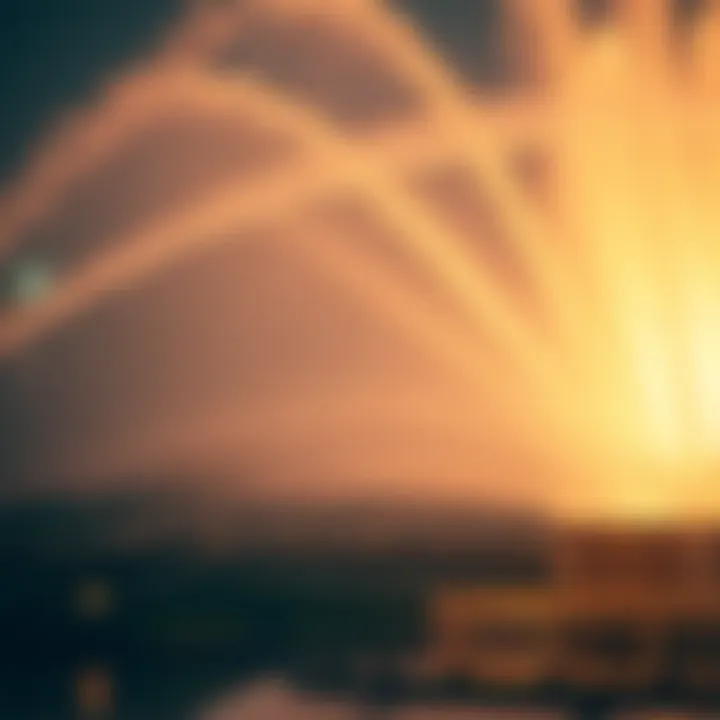 Close-up of the fountain's water jets in action