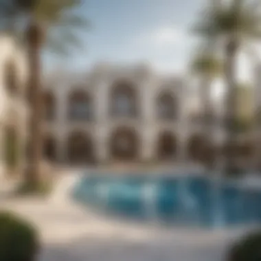 Opulent Outdoor Spaces in Dubai Villas Exclusive outdoor pool area of a high-end villa in Dubai