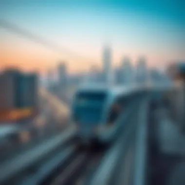 Modern Connectivity in Dubai Dubai Metro train gliding through the city skyline