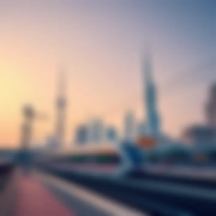 Dubai skyline with Union Metro Station