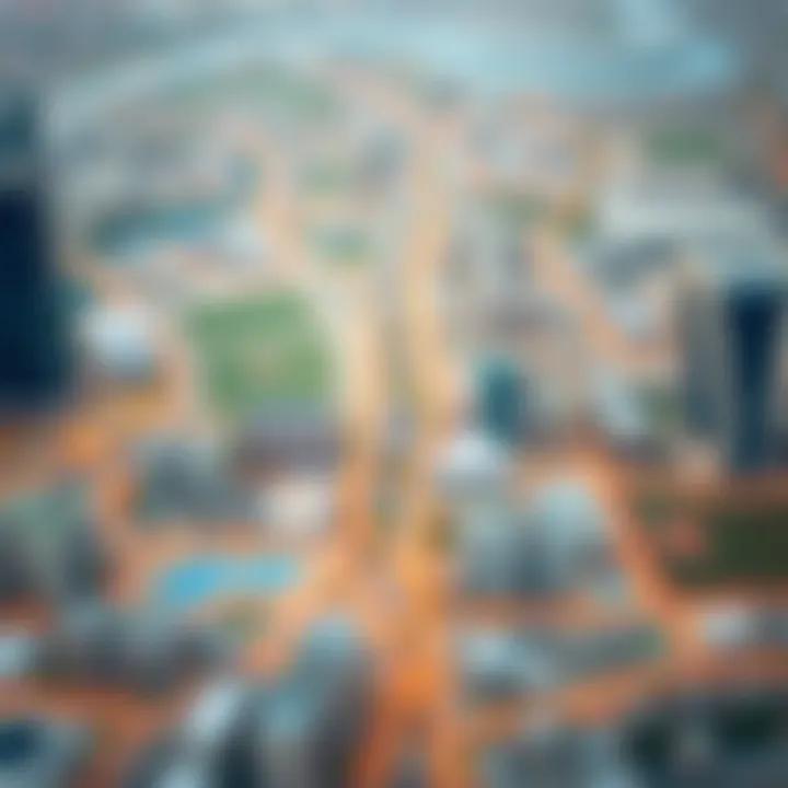 A detailed map highlighting key neighborhoods in Dubai's real estate market