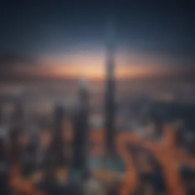 Dubai Skyline Illuminated for Eid Celebrations Stunning view of Dubai skyline adorned with festive lights during Eid
