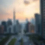 Dubai's Skyline: Affordable Living Options Stunning skyline view of Dubai with affordable apartments highlighted