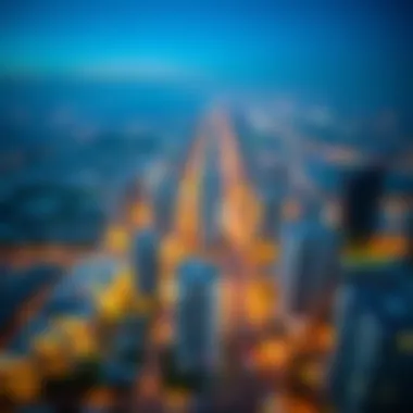 Aerial view of Al Jaddaf showcasing its urban landscape