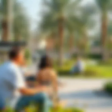 Community park in Al Qusais 2 with families enjoying leisure time