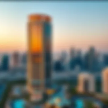 Caesars Dubai in the Dubai Skyline Aerial view of Caesars Dubai in the context of the Dubai skyline and real estate