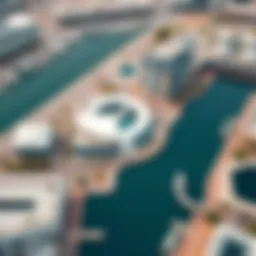 Aerial view of Deira Creek Harbour showcasing its modern architecture