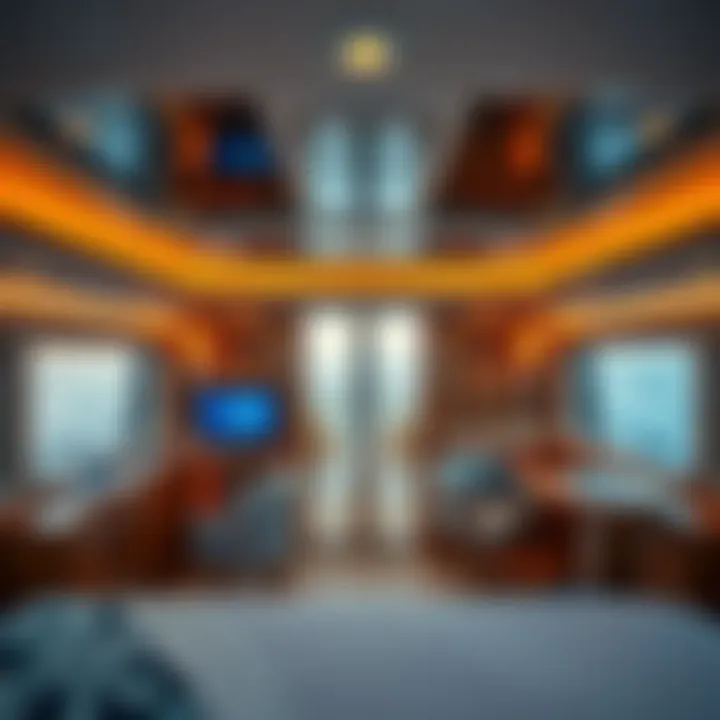 Elegant interior of a private yacht showcasing opulent amenities