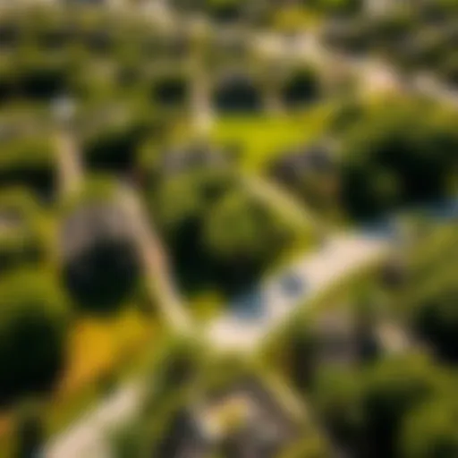 Lush Greenery of Dubai Meadows Aerial view showcasing the lush greenery of Dubai Meadows.