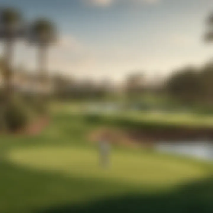 A golfer enjoying a sunny day on the pristine fairways of Emirates Hills.