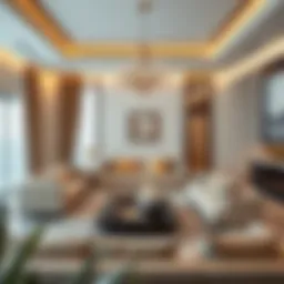 Elegant family room design with modern decor and ample space