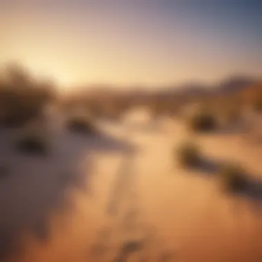 A serene desert landscape at sunset