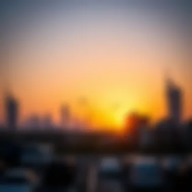 Stunning view of District One's skyline at sunset