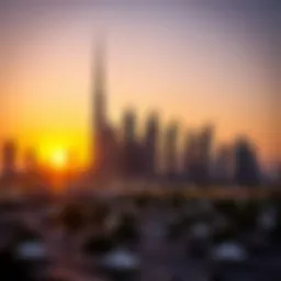 Luxurious skyline of Nova Dubai at sunset