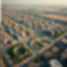 Aerial view of Sharjah Muweilah showcasing its urban development and greenery