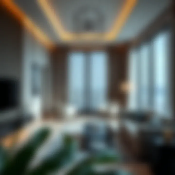 Luxurious hotel apartment interior showcasing contemporary design