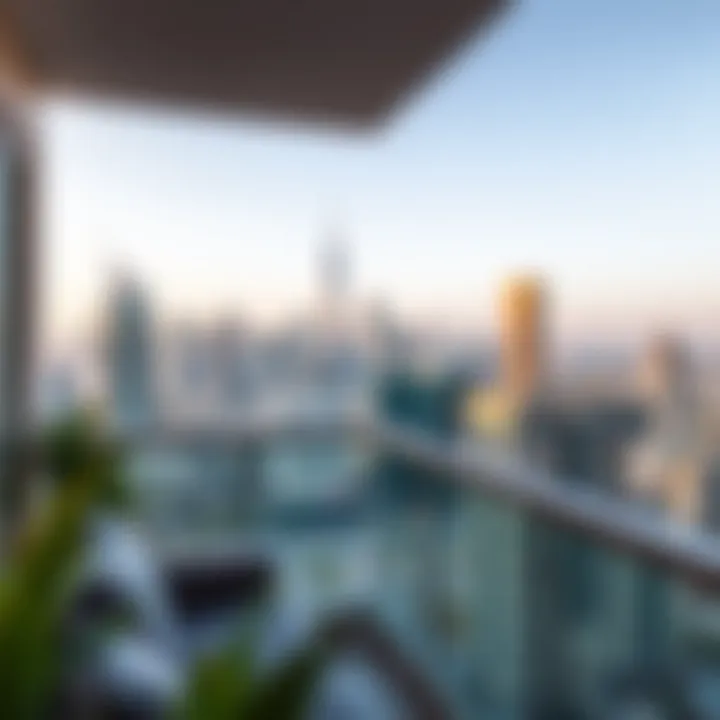 Scenic View of Downtown Skyline Scenic view of Downtown Dubai skyline from a serviced apartment balcony