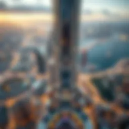 Stunning aerial view of Burj Crown overlooking Dubai skyline