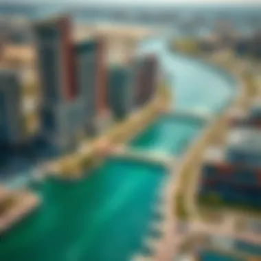 Aerial View of Dubai's Waterfront Developments Aerial view of Dubai's waterfront developments