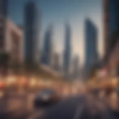 Dynamic Urban Life Vibrant streets of Dubai downtown showcasing modern architecture and bustling lifestyle
