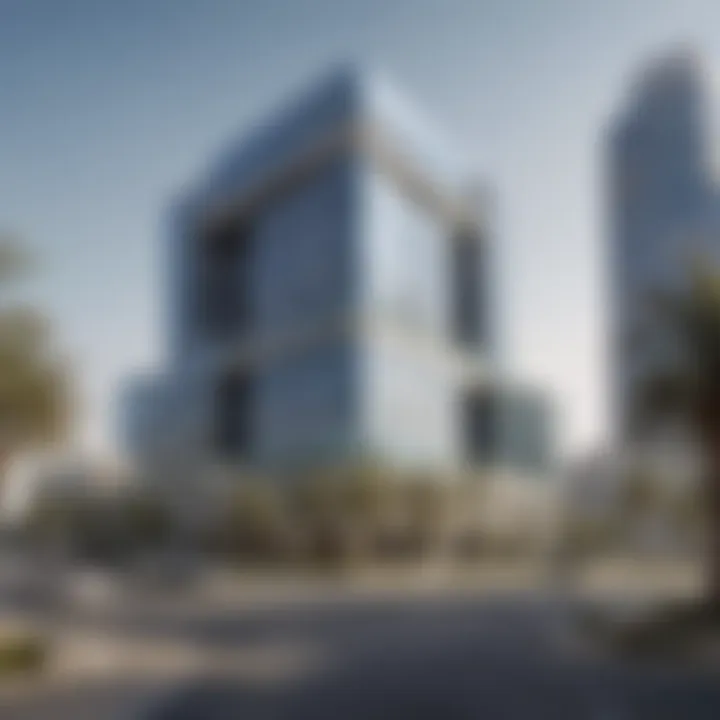 Panoramic view of modern Islamic banks in Dubai showcasing innovative architecture