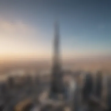 A panoramic view of the Burj Khalifa against the skyline