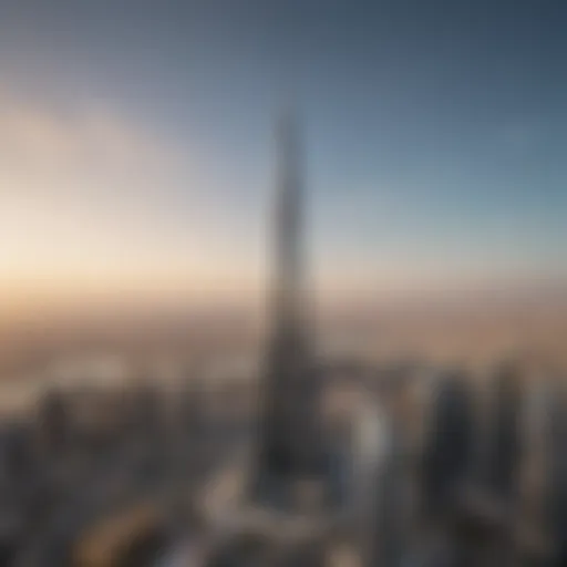 A panoramic view of the Burj Khalifa against the skyline